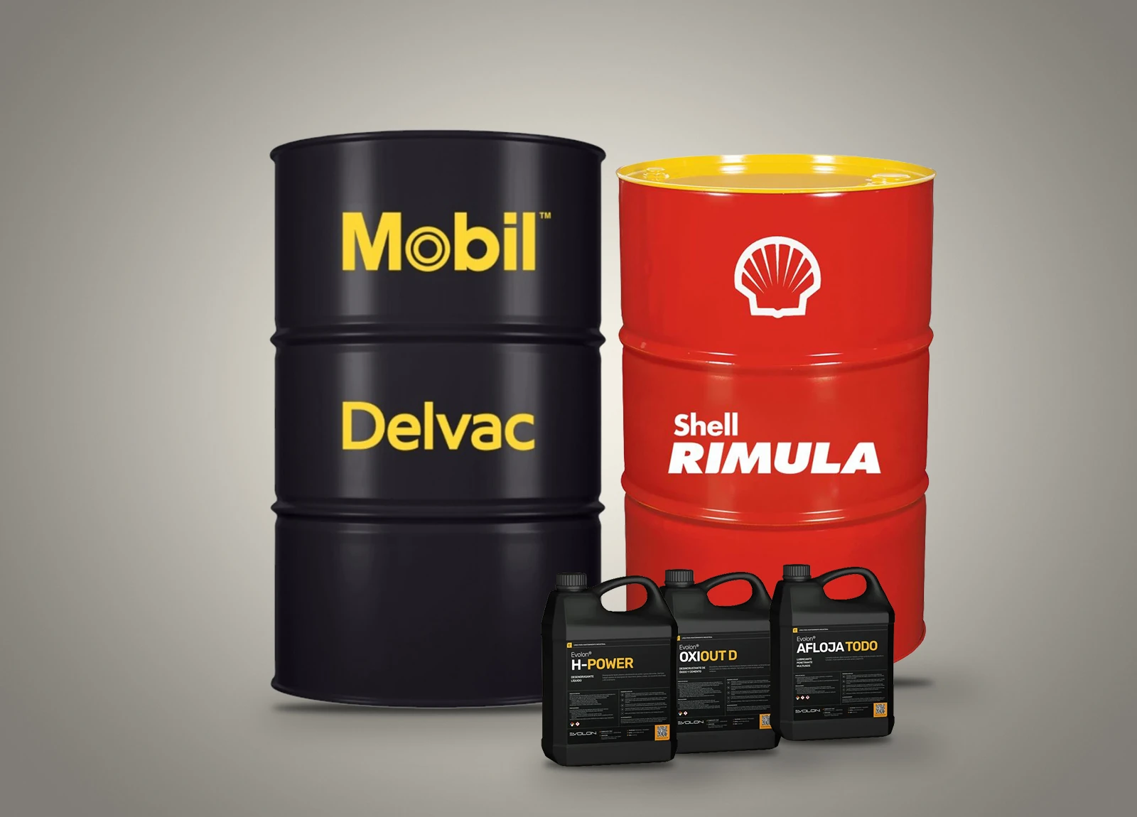 Productos industriales Mobil, Shell y Evolon comercializados por Lubnova